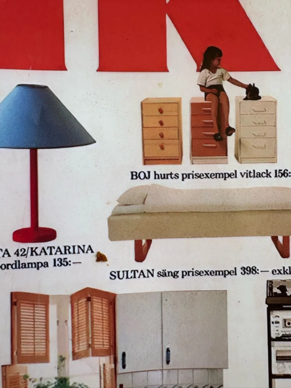 1983 Vintage IKEA Poster - Red with Multicolor Product Illustrations